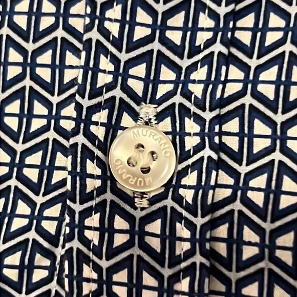 Murano blue mens shortsleeve button down collar business casual dress shirt MED - Picture 4 of 10